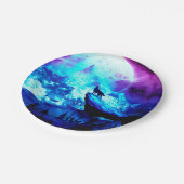 狼カラフルの吠え声 ペーパープレート (アングル)