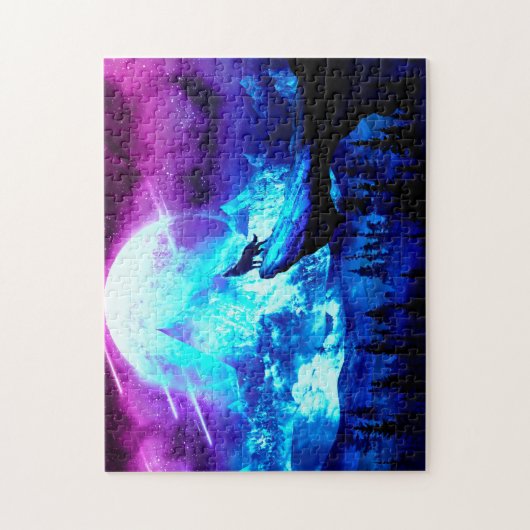 狼カラフルの遠吠え ジグソーパズル (縦)