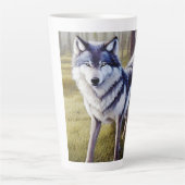 狼カラフル立ち カフェラテマグ (正面)