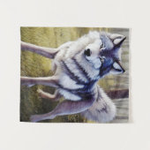 狼カラフル立ち タペストリー (正面(横))