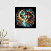 狼クール好きの動物 ポスター (キッチン)