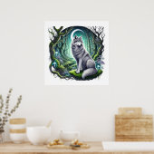 狼クール好きの動物 ポスター (キッチン)