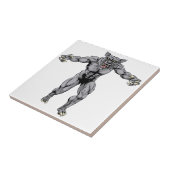 狼人間のオオカミの恐いスポーツのマスコット タイル (側面)