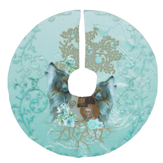 狼付きスチームパンクギター フェイクリネンツリースカート (正面)