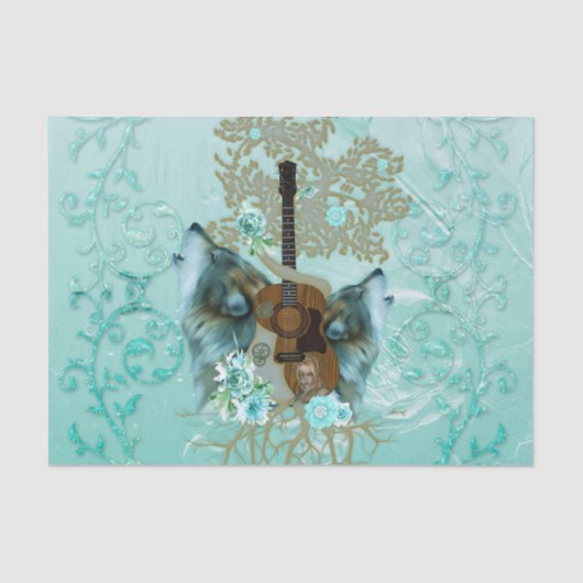 狼付きスチームパンクギター 薄葉紙 (正面)