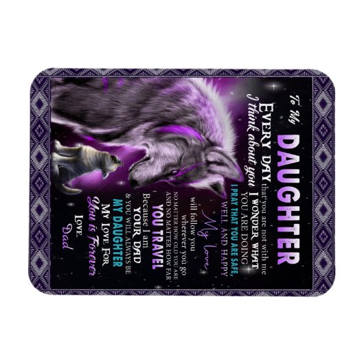 狼好きの娘に贈るパパと娘 マグネット (横)