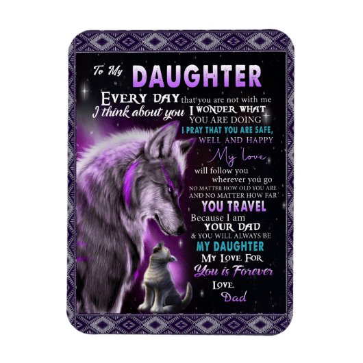 狼好きの娘に贈るパパと娘 マグネット (縦)
