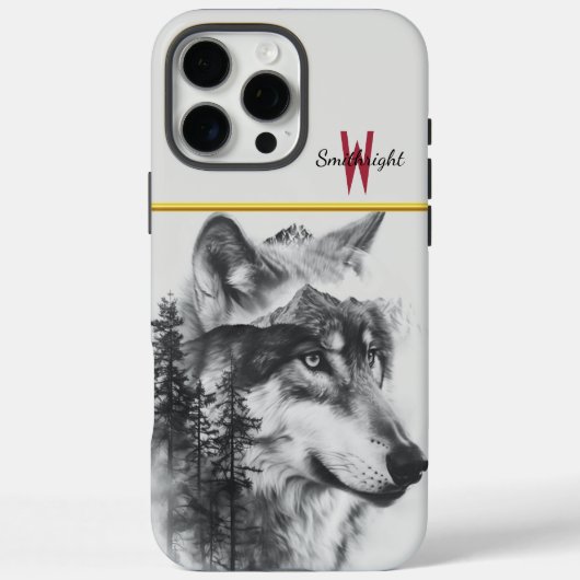 狼威厳のあるが夜明けに霧の深い山々を見回す Case-Mate iPhoneケース (裏面)