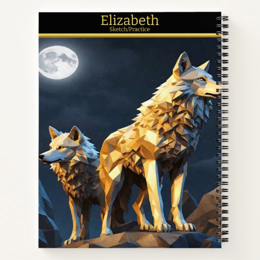 狼威厳のあるが月の光る空の下で吠える ノートブック (裏面)