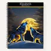 狼威厳のあるが月の明るい夜に泣き叫ぶ ノートブック (正面)
