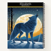 狼威厳のあるが月光の下で吠え白熱［赤熱］光を放つる ノートブック (裏面)