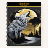 狼威厳のあるが月光を浴びて吠え白熱［赤熱］光を放つる ノートブック (正面)