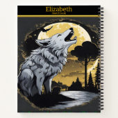 狼威厳のあるが月光を浴びて吠え白熱［赤熱］光を放つる ノートブック (裏面)