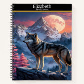 狼威厳のあるが月光を浴びて吠え白熱［赤熱］光を放つる ノートブック (正面)