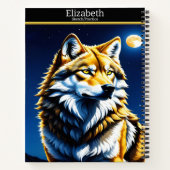 狼威厳のあるが月光を浴びて吠え白熱［赤熱］光を放つる ノートブック (裏面)