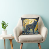 狼威厳のあるが満月の下で夜に吠える クッション (椅子)