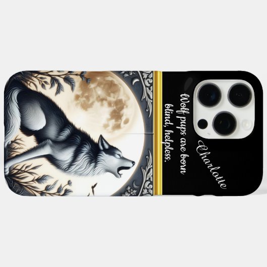 狼威厳のあるが満月の下で夜に泣く Case-Mate iPhoneケース (裏面 (横))