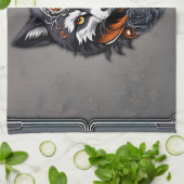 狼威厳のあるの頭は深いで仕上げた キッチンタオル (折り畳み)