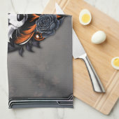 狼威厳のあるの頭は深いで仕上げた キッチンタオル (四つ折り)