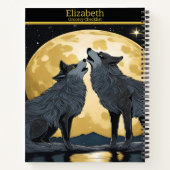 狼威厳のある達は月明かりの中でセレナ白熱［赤熱］光を放つード ノートブック (裏面)