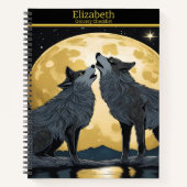 狼威厳のある達は月明かりの中でセレナ白熱［赤熱］光を放つード ノートブック (正面)