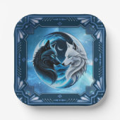 狼威厳のある頭2頭 ペーパープレート (正面)