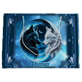 狼威厳のある頭2頭 ラージペーパーバッグ (正面)