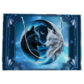 狼威厳のある頭2頭 ラージペーパーバッグ (裏面)