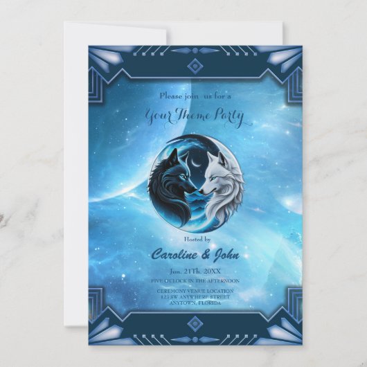 狼威厳のある頭2頭 招待状 (正面)