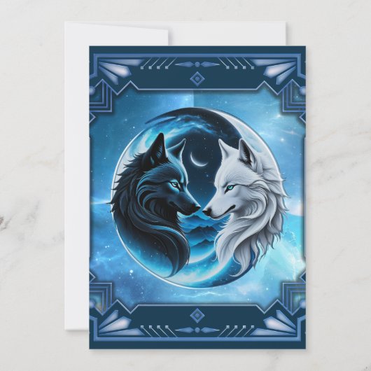 狼威厳のある頭2頭 招待状 (裏面)