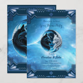 狼威厳のある頭2頭 招待状 (正面/裏面)