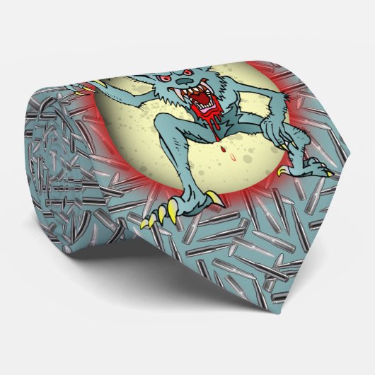 狼男の銀弾ブルーフルムーンハロウィーン ネクタイ (ロール)