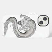 狼竜の黒と白のデザイン iPhoneケース (裏面横)