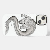 狼竜の黒と白のデザイン iPhoneケース (裏面横)