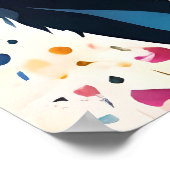 狼絵画の可愛い犬のカラフル虹 ポスター (角)