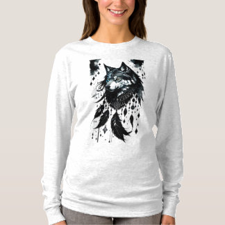 狼,ドリームキャッチャー,お守り,タリスマン,保護, Tシャツ