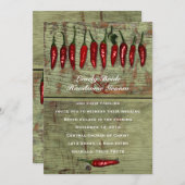 猛烈なチリペッパーの木製の一見の結婚式招待状 招待状 (正面/裏面)