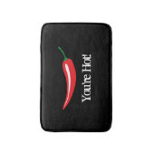 猛烈なチリペッパーアイコンが付いているおもしろいで黒いバス・マット バスマット (正面縦)