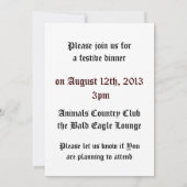 猛禽ハゲワシ 招待状 (裏面)