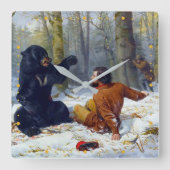 猟人の生涯  困った事態 アーサー・テイト 1856 スクエア壁時計 (正面)