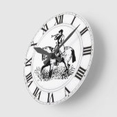 猟師の角のキツネ狩りのマスターのハンターの馬 ラウンド壁時計 (傾斜)