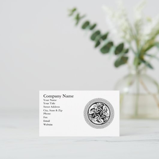 猟犬が付いているケルト結び目模様 名刺 (スタンド正面)