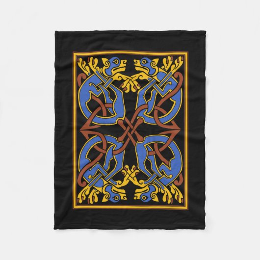 猟犬とのケルト結び目模様のデザイン フリースブランケット (正面)