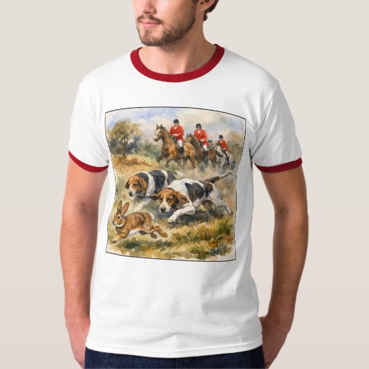 猟犬とウサギ Tシャツ (正面)