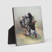 猟犬とコウテイペンロウの絵 フォトプラーク (正面)