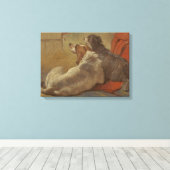 猟犬と髭のある子犬（2匹の犬）（動物） キャンバスプリント (インサイチュ (ウッドフロア))