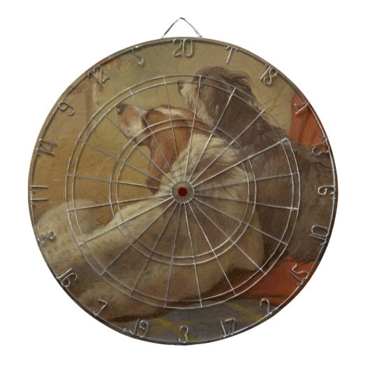 猟犬と髭のある子犬（2匹の犬）（動物） ダーツボード (正面)