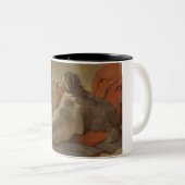 猟犬と髭のある子犬（2匹の犬）（動物） ツートーンマグカップ (正面右)