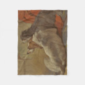 猟犬と髭のある子犬(2匹の犬)(動物) フリースブランケット (正面)