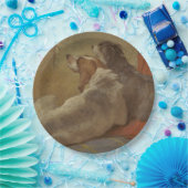 猟犬と髭のある子犬（2匹の犬）（動物） ペーパープレート (パーティー)